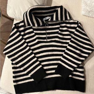Zara striped half zip sweater